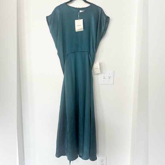 Bohme Teal Satiny Midi/Maxidress M - Picture 1 of 8